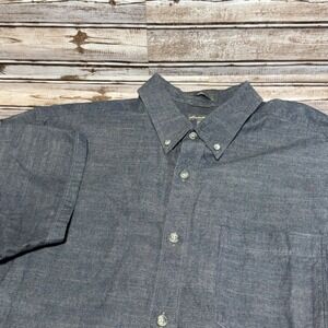 Eddie Bauer‎ Button Down Shirt Mens XL Blue Short Sleeve Classic Fit Cotton
